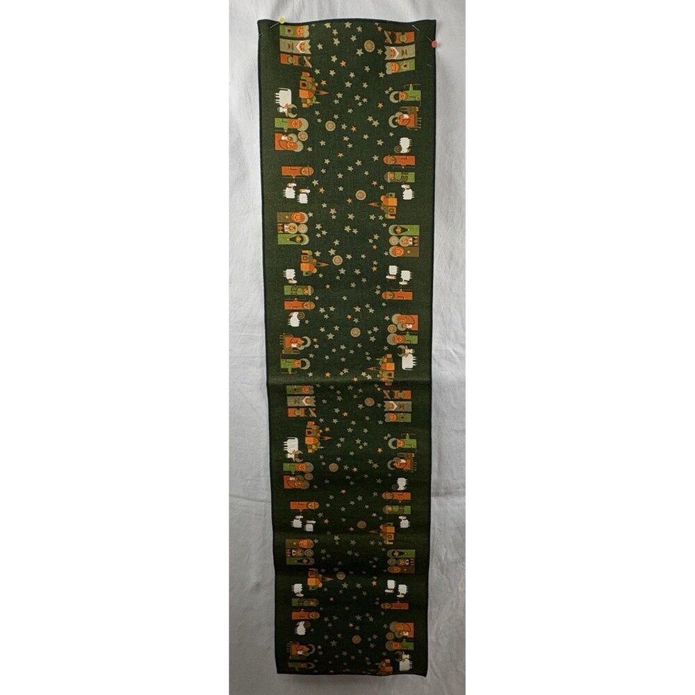 VTG Sodahl Nativity Table Runner Danish 70s Scandinavian Cotton Linen MCM X-Mas